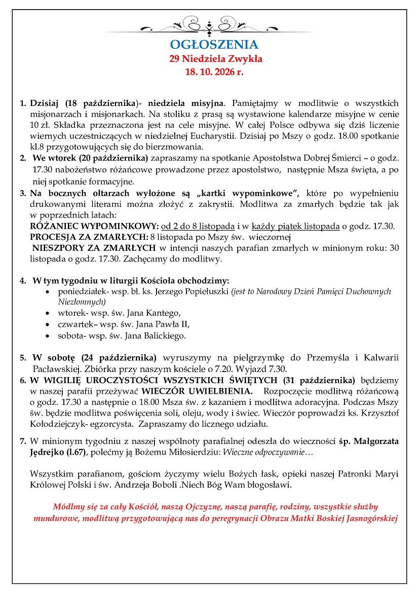 26.10.18 25 niedziela Zwykla